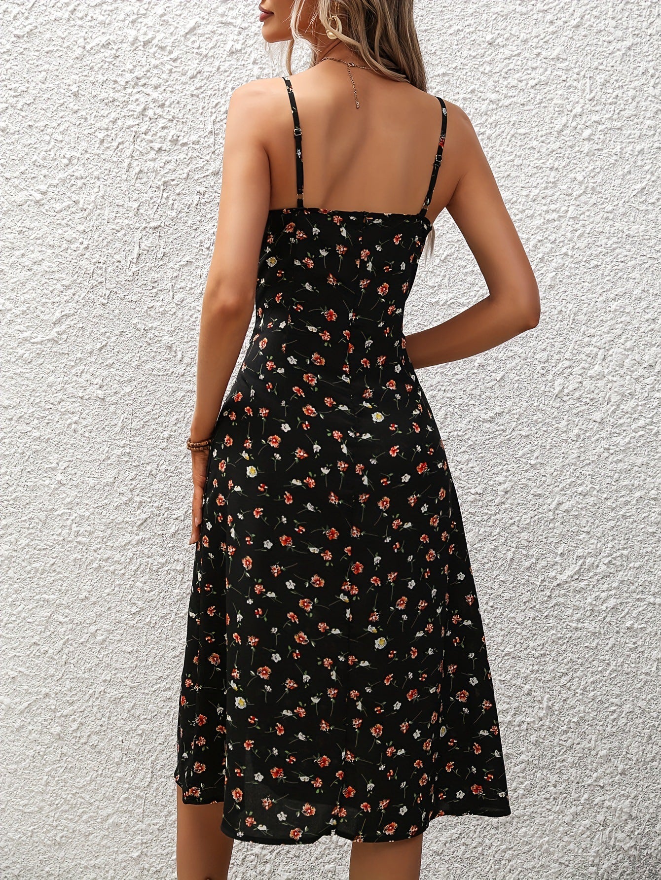 New Polka Dot Print Summer Sexy Suspender Dress Split Long Dresses For Women's Clothing