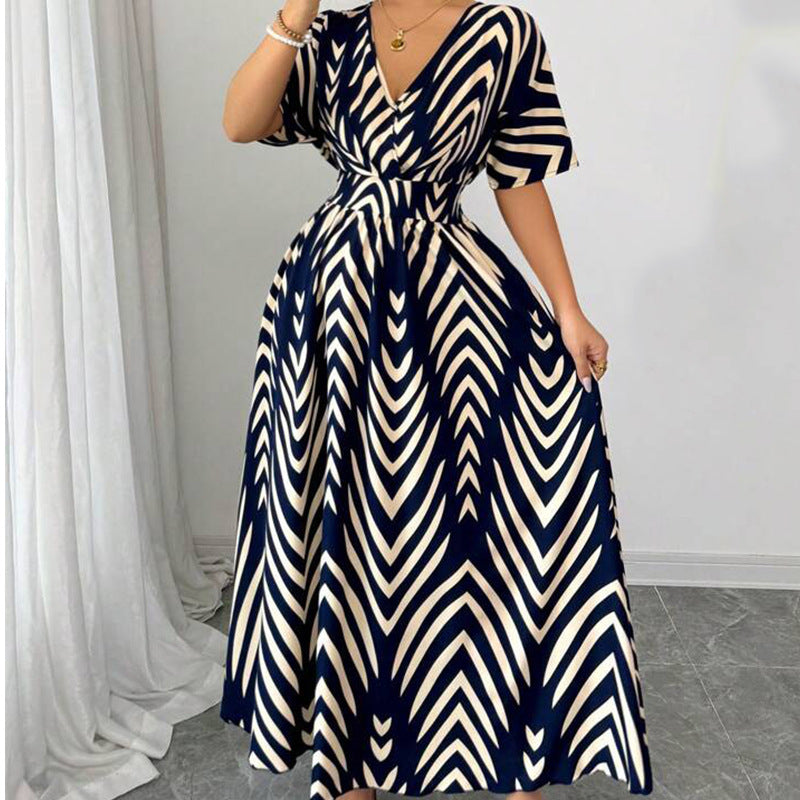 Twill Dress Short Sleeve Waist-controlled