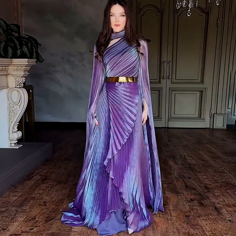Shawl Split Graceful Formal Belt Dress