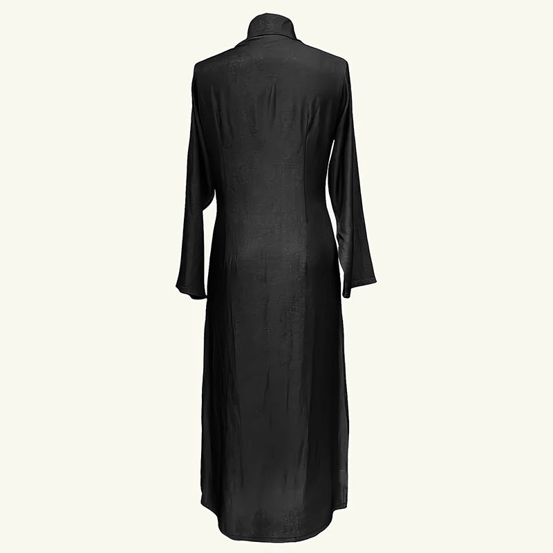Casual Button Down Denim Maxi Dress Long Sleeve Long Jean Dresses With Pockets