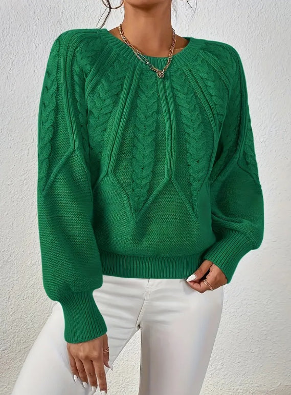 Pullover Sweater Long Sleeve Round Neck Loose Fit Soft Machine