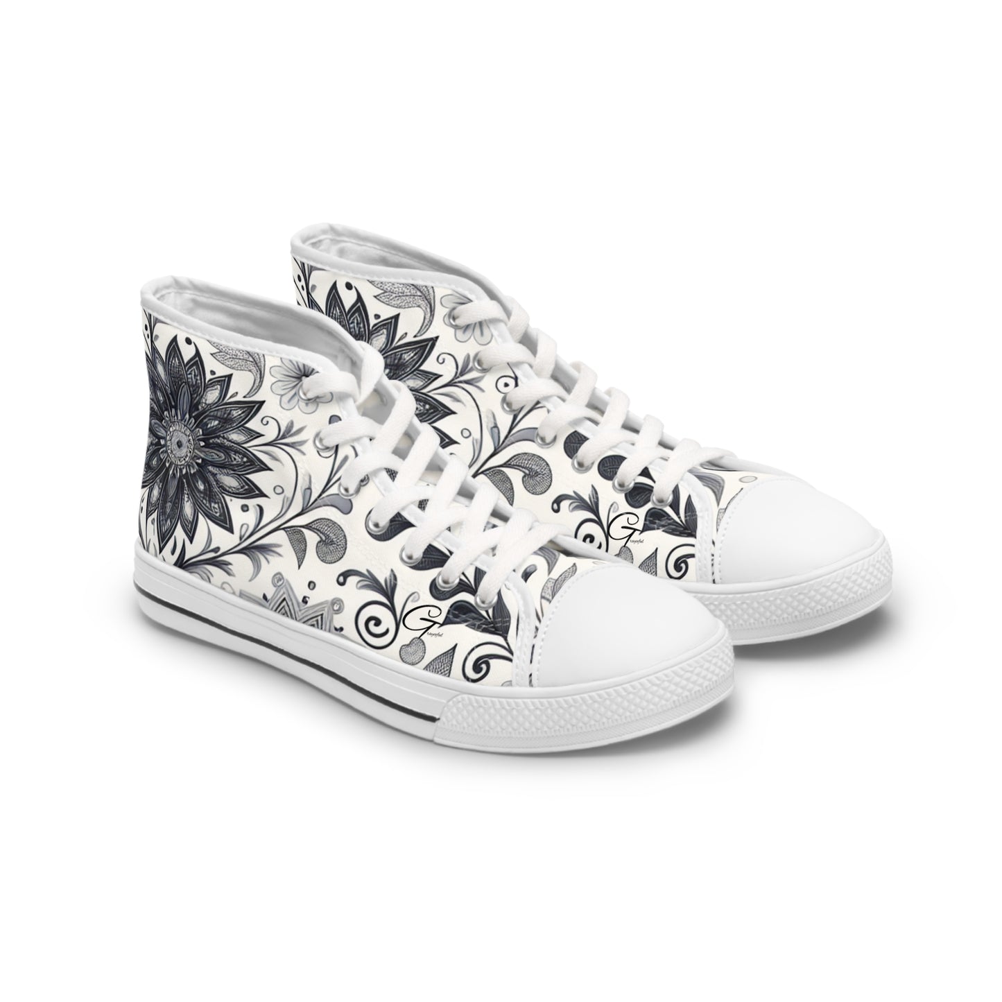 Elegant Floral Women's High Top Sneakers | Stylish Footwear for All Occasions, Casual Wear, Unique Gifts, Trendy Sneakers, Fashion Footwear