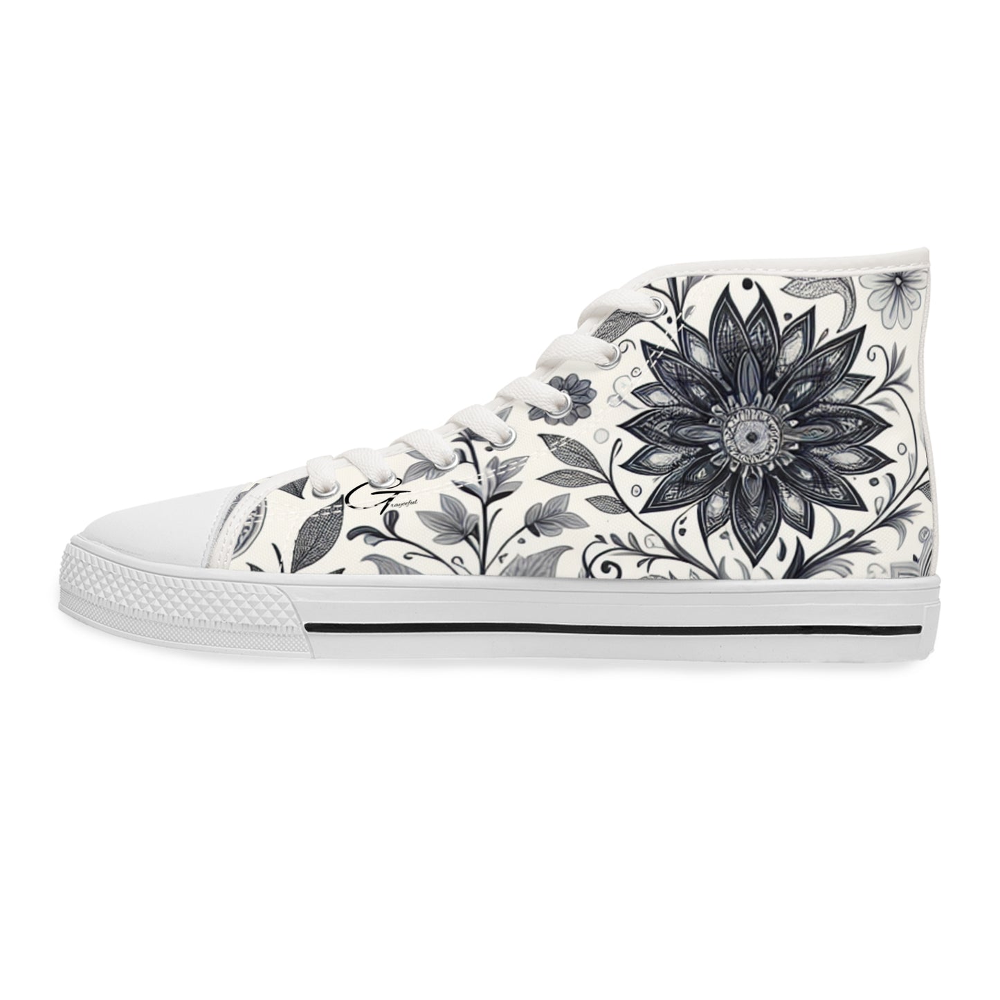 Elegant Floral Women's High Top Sneakers | Stylish Footwear for All Occasions, Casual Wear, Unique Gifts, Trendy Sneakers, Fashion Footwear