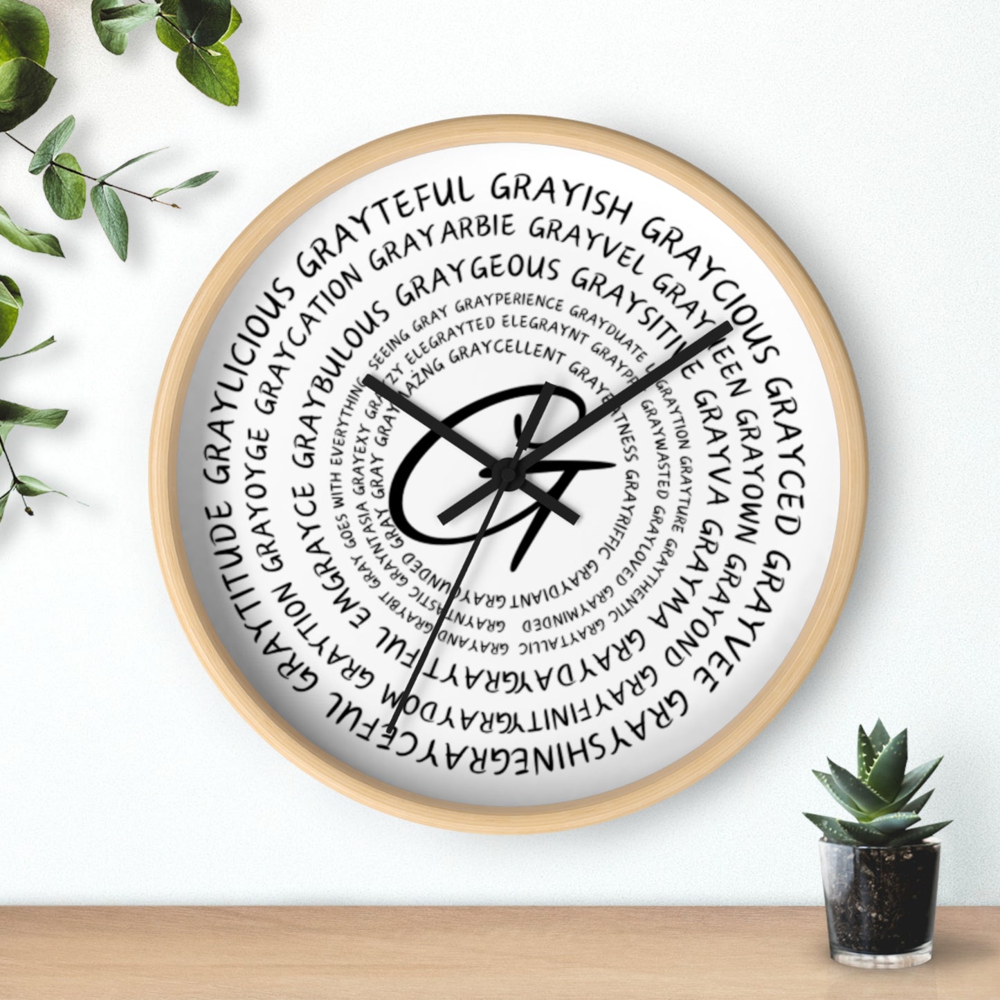 Wooden Clock Embracing Gray Hair Positivity