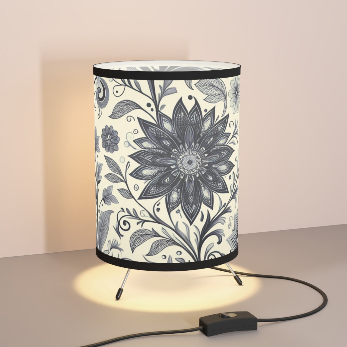 Elegant Floral Tripod Lamp, Home Decor, Accent Lighting, Modern Design, Bedroom Lighting, Living Room Decor, Unique Gift