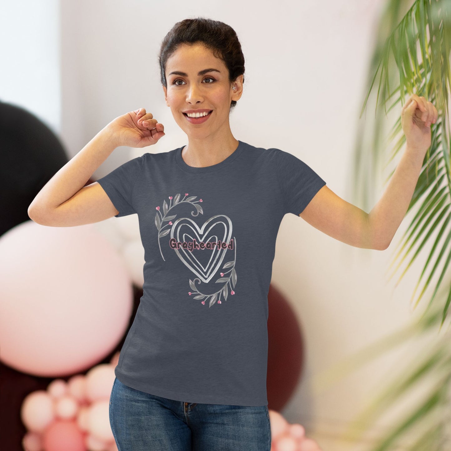 Grayhearted Women's Triblend Tee - Floral Heart Design