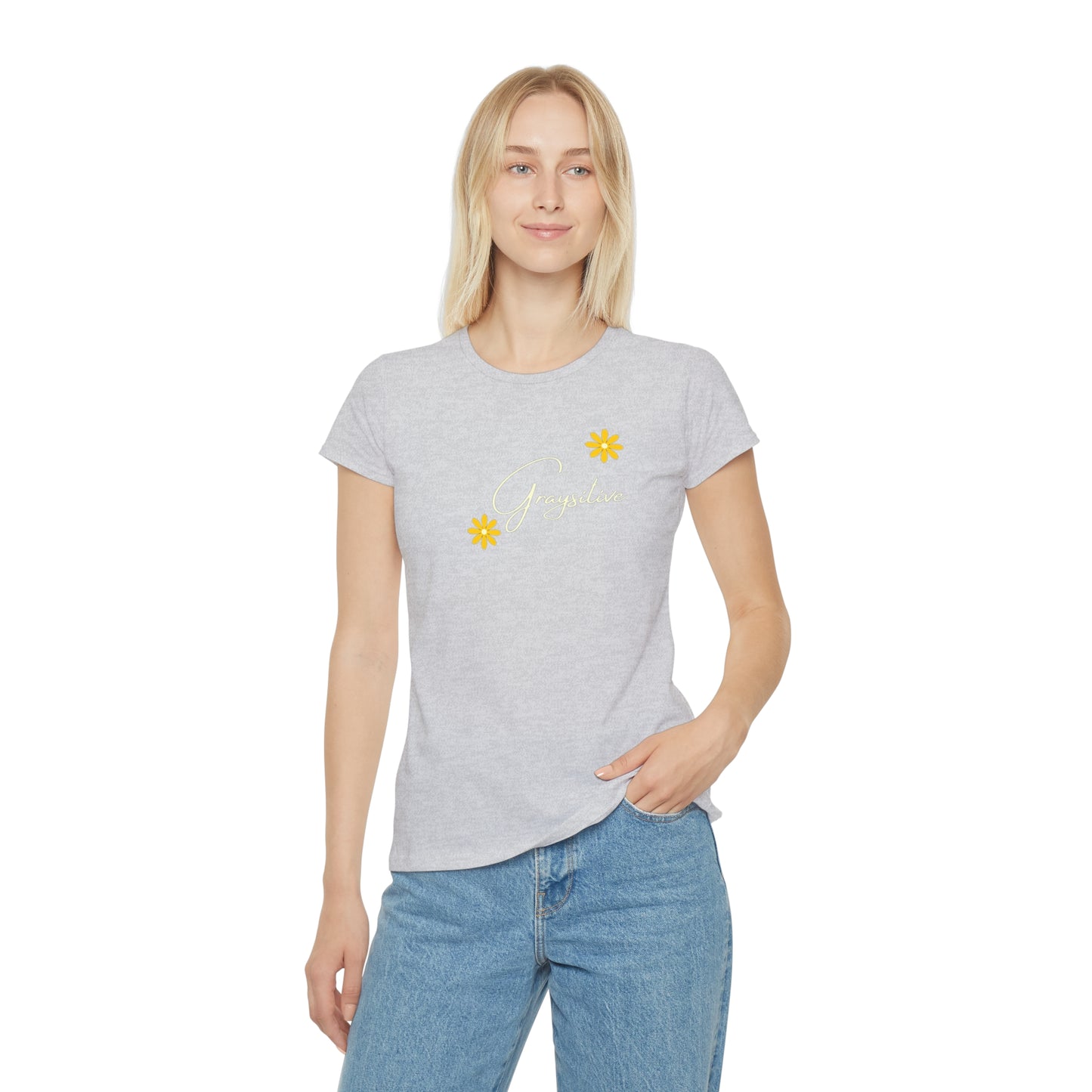 Women's Iconic T-Shirt graysitive with flowers