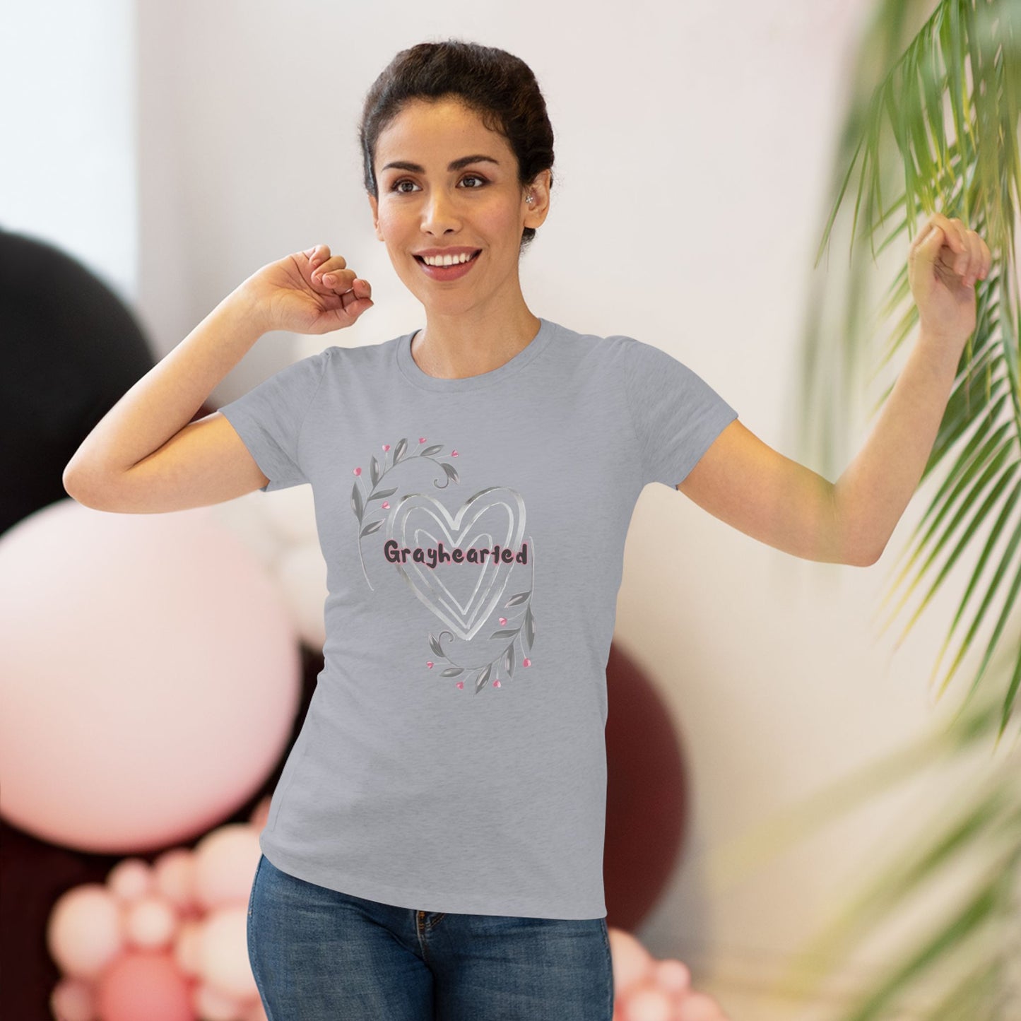 Grayhearted Women's Triblend Tee - Floral Heart Design