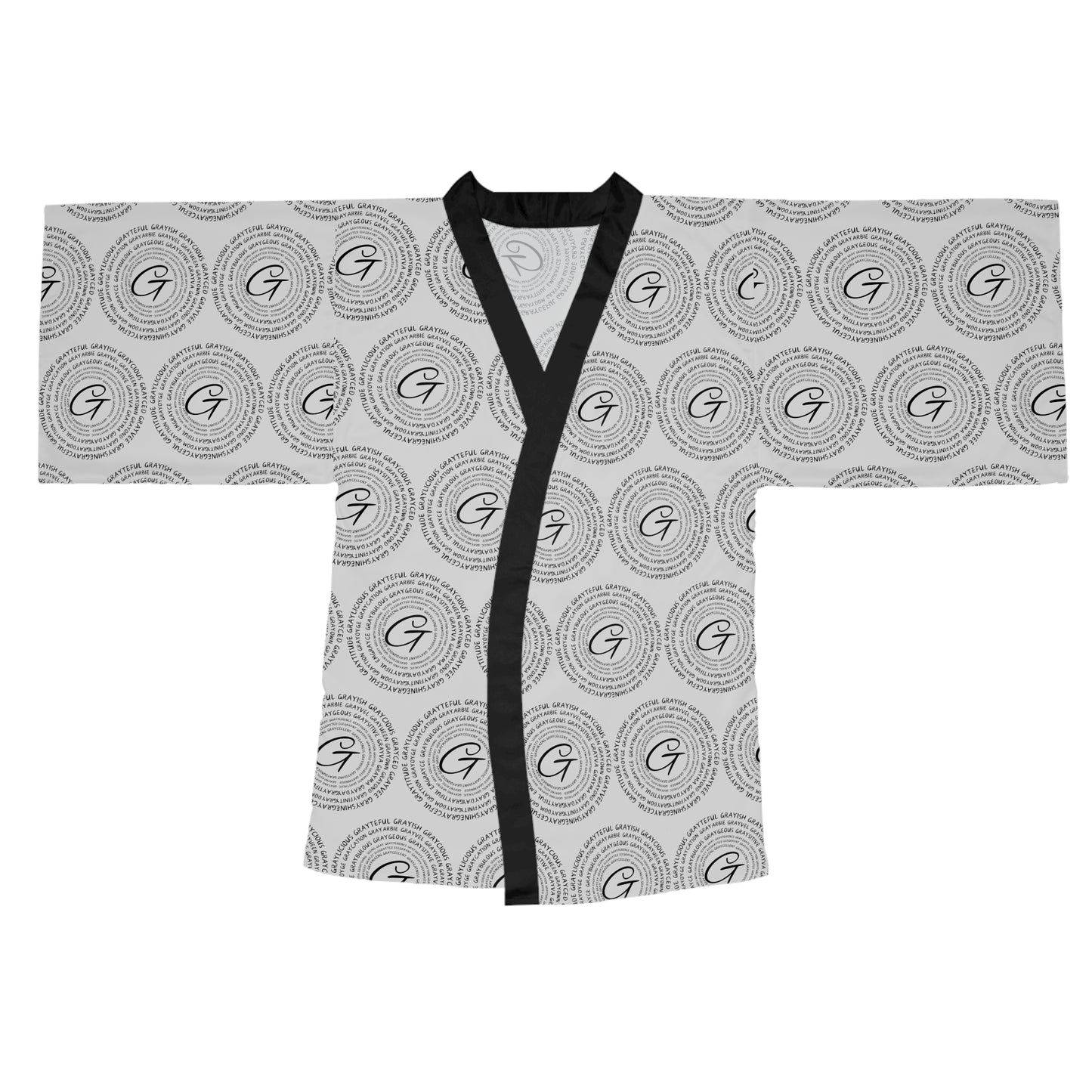 Long Sleeve Kimono Robe (AOP) circle Signature grayceful