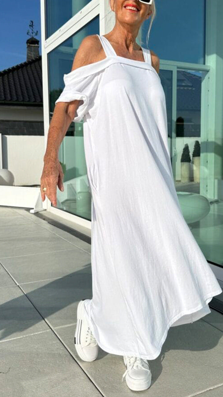 Suspenders Loose Long Dress Cotton