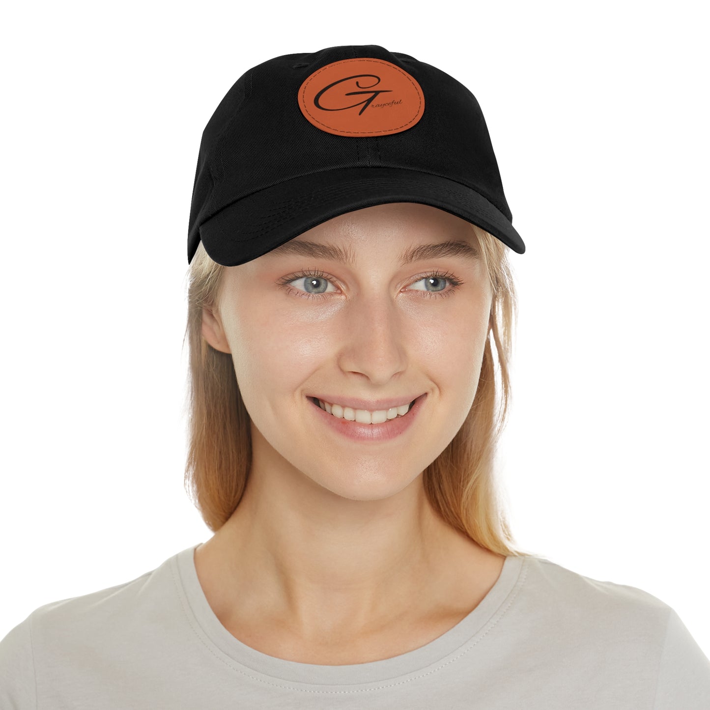 Hat with Leather Patch (Round)