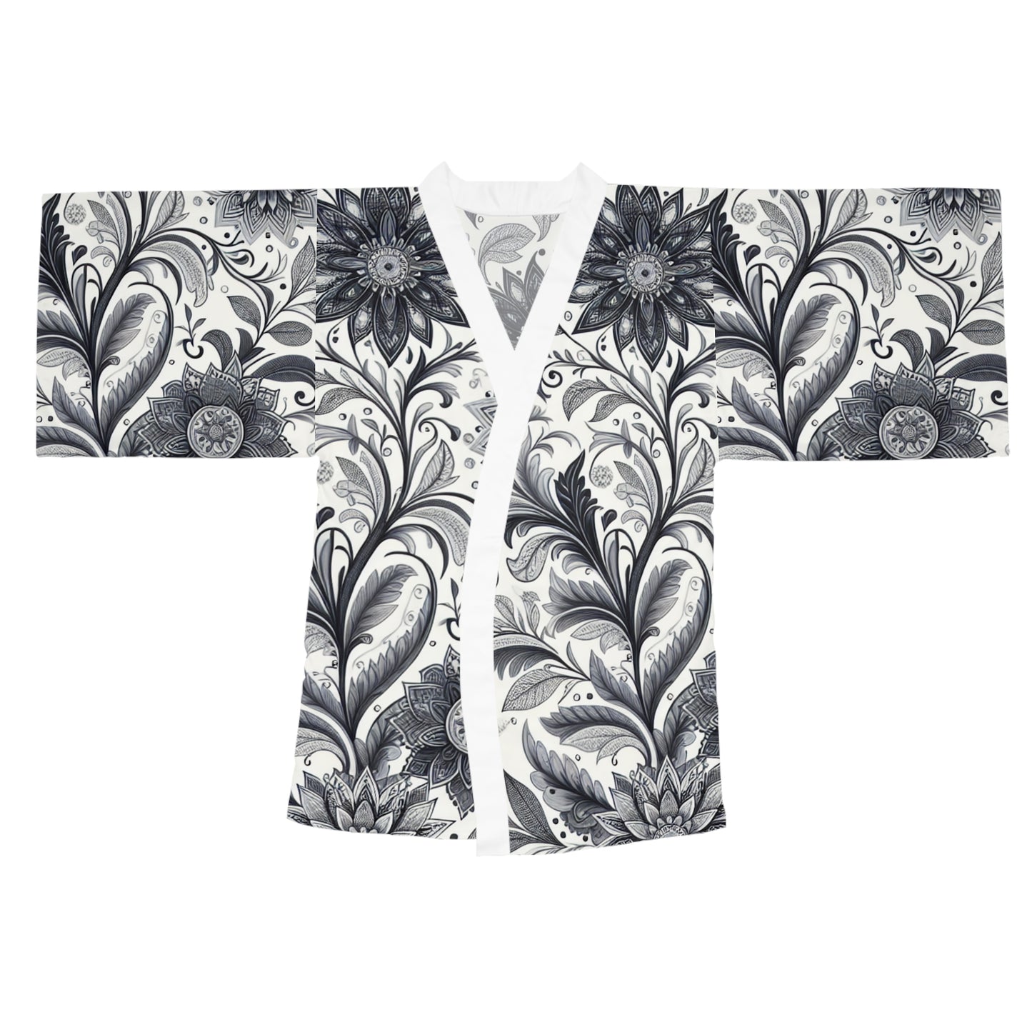 Elegant Floral Long Sleeve Kimono Robe, Stylish Lounge Wear, Perfect for Relaxation, Gift for Her, Home Spa Essentials, Beautiful Design