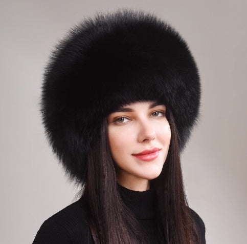 Women's Winter Genuine Leather Ethnic Style Warm Ear Protection Hat
