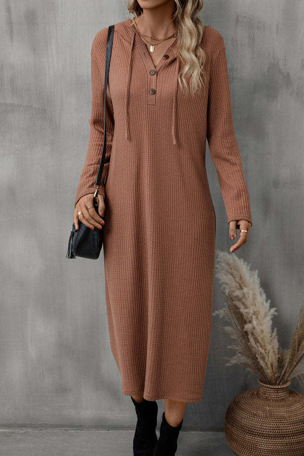 Women's Long Loose Casual Lace Up Hooded Dress