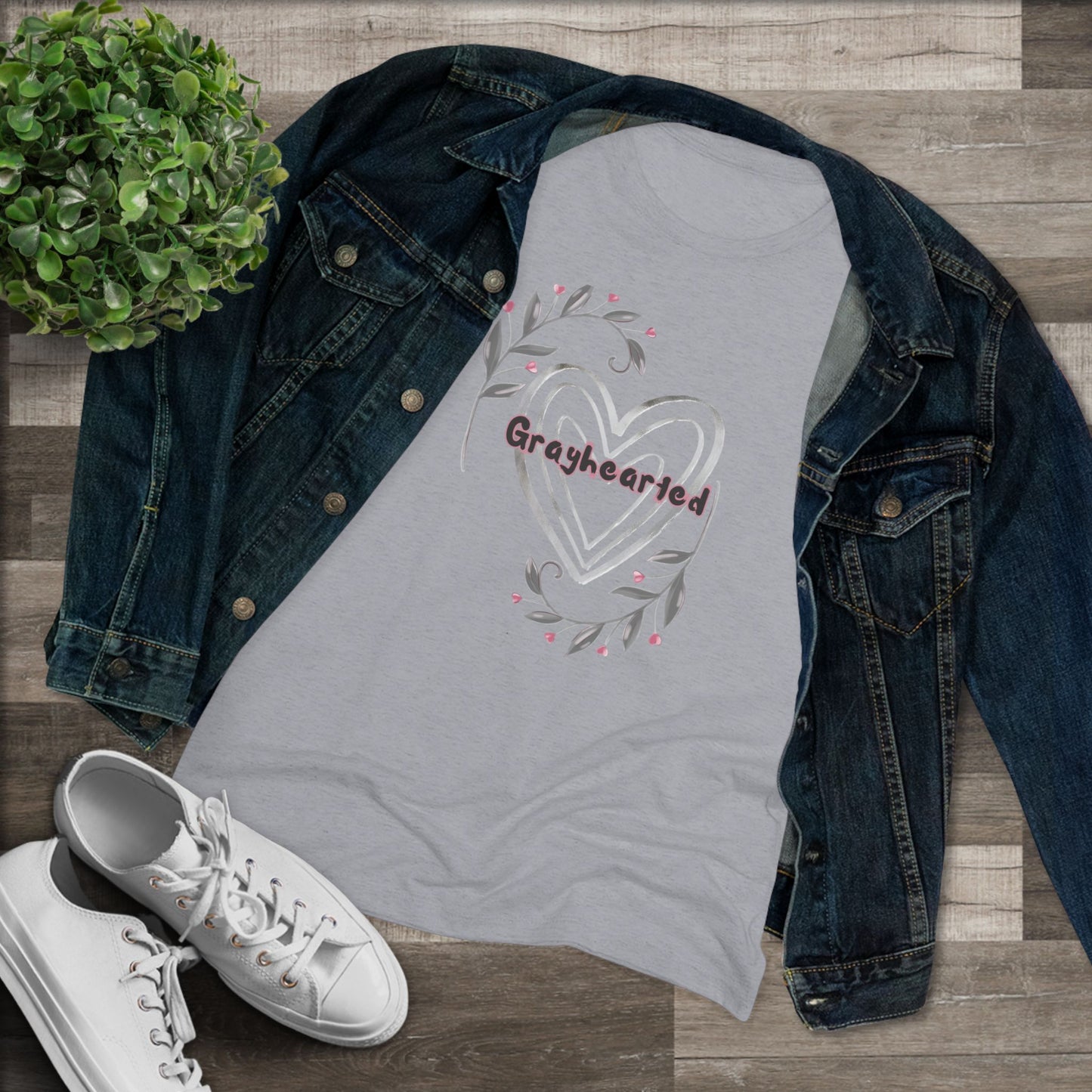 Grayhearted Women's Triblend Tee - Floral Heart Design