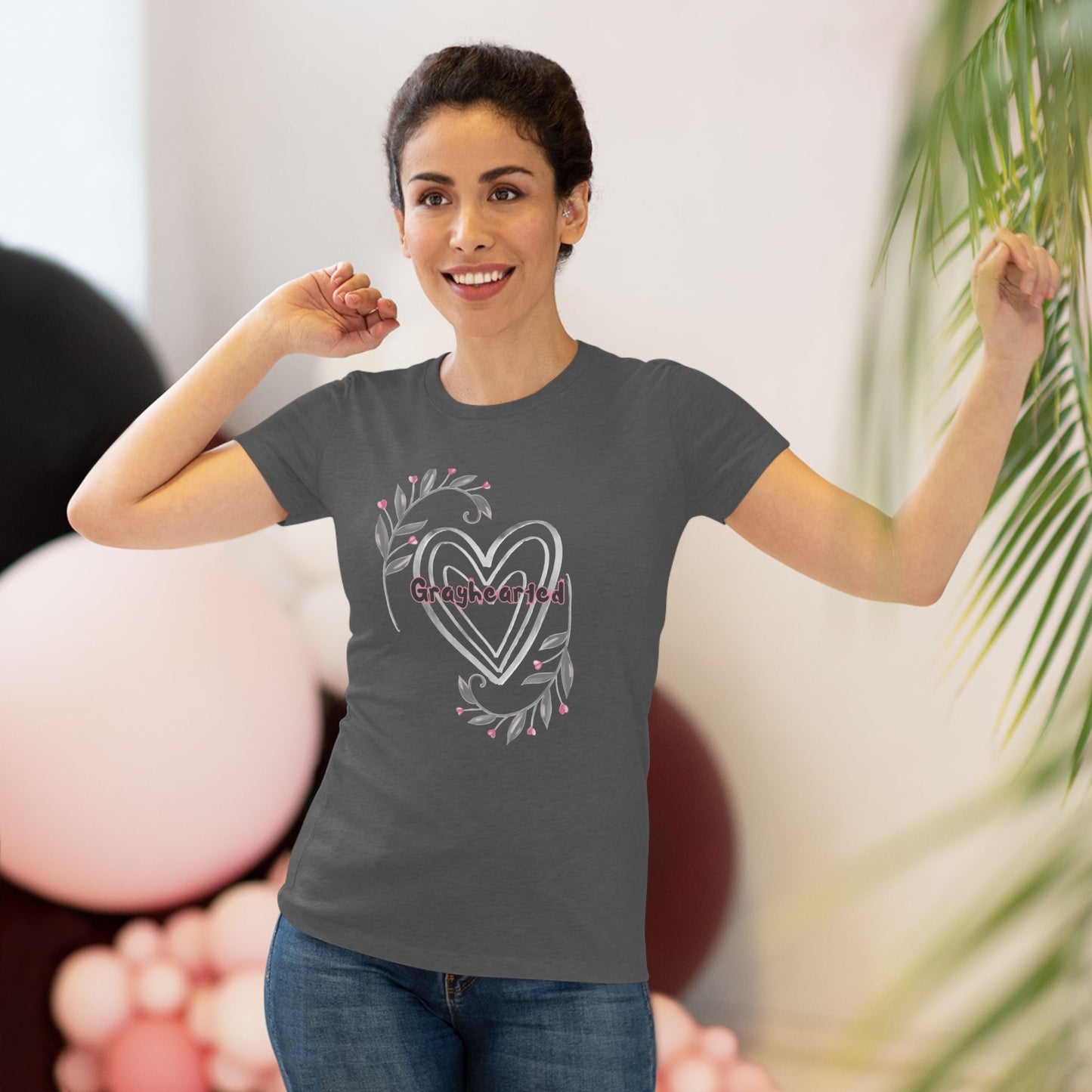 Grayhearted Women's Triblend Tee - Floral Heart Design