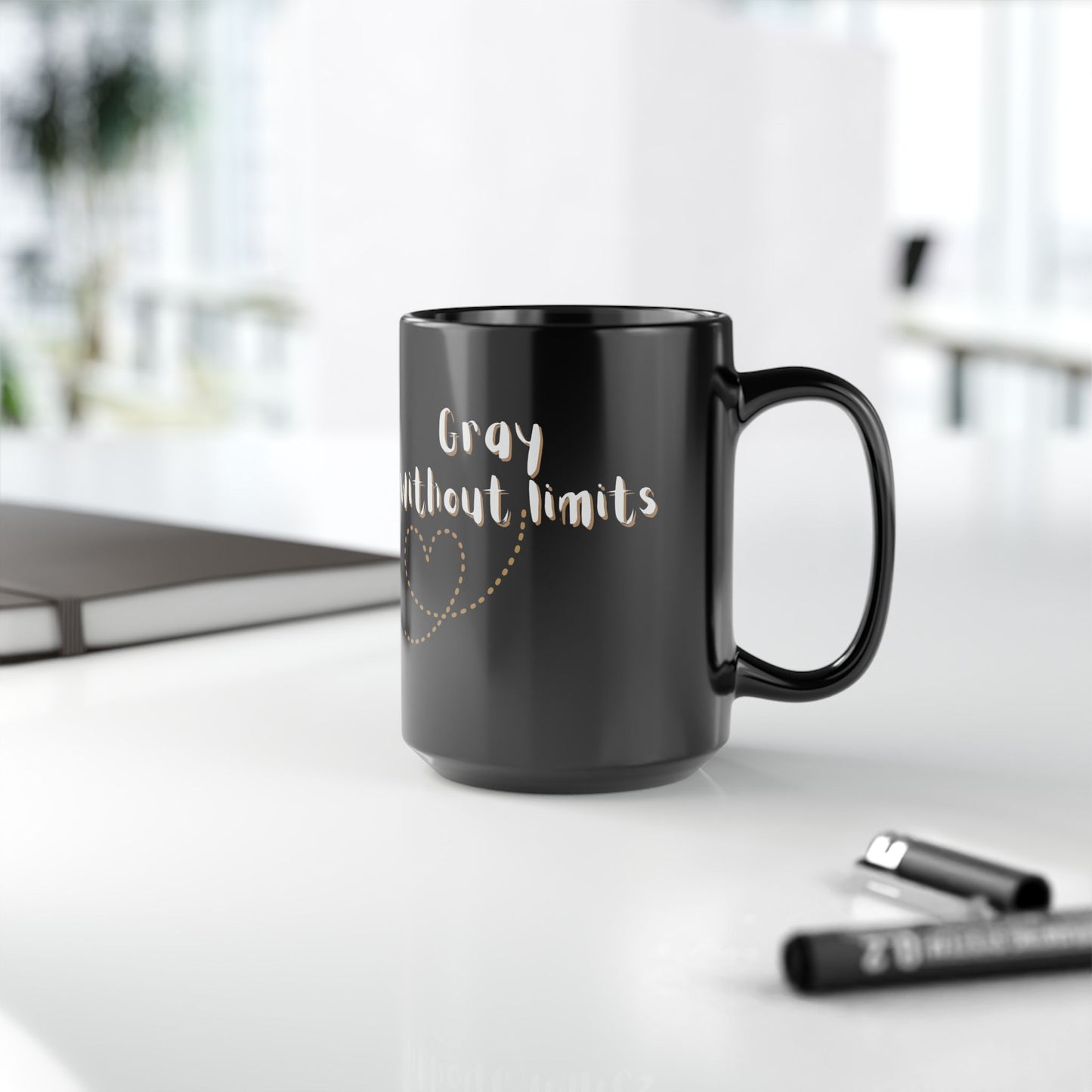 Gray Without Limits Inspirational Mug - 15oz Black Coffee Cup