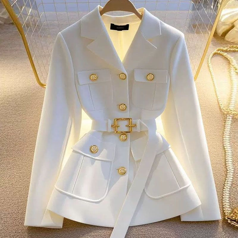 Women's Solid-Color Loose All-Match Cropped Waist-Cinching Coat