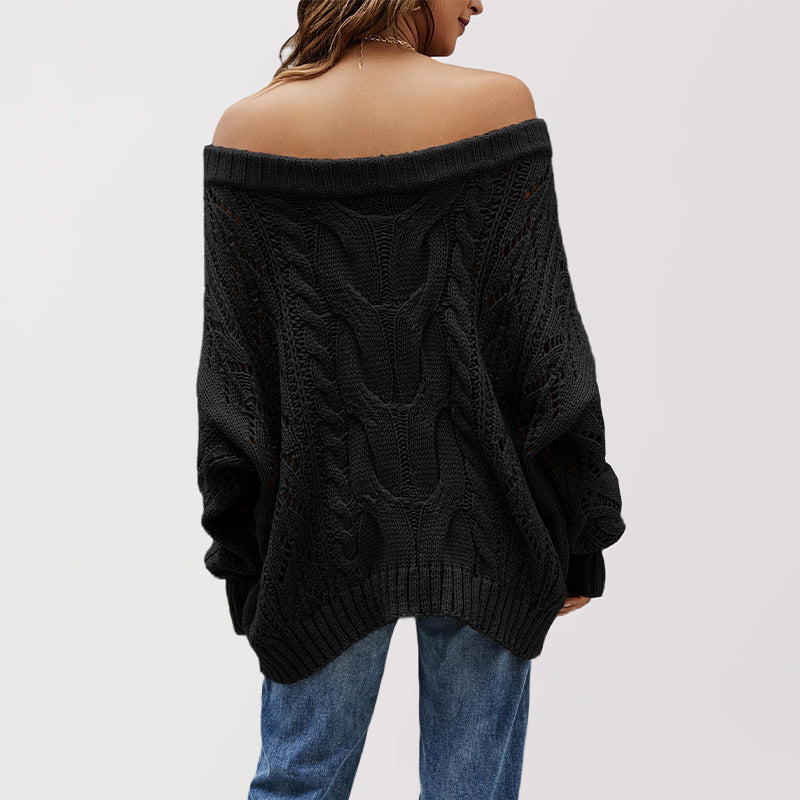 Strapless Loose Off Shoulder Solid Color Pullover Sweater