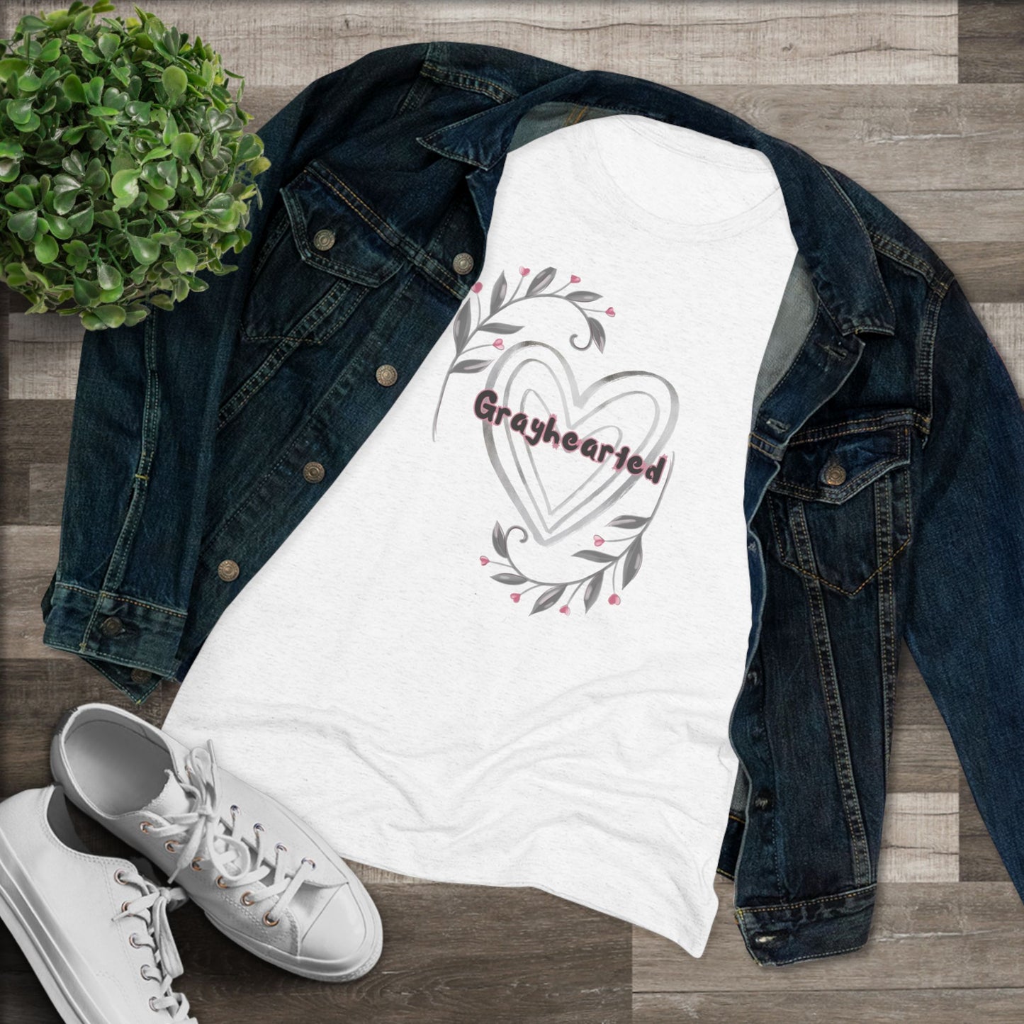 Grayhearted Women's Triblend Tee - Floral Heart Design