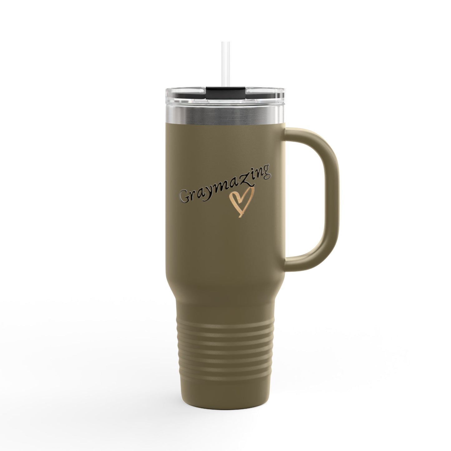 Graymazing Insulated Travel Mug - 40oz Coffee Cup with Handle & Straw - Perfect for On-the-Go and Outdoor Adventures
