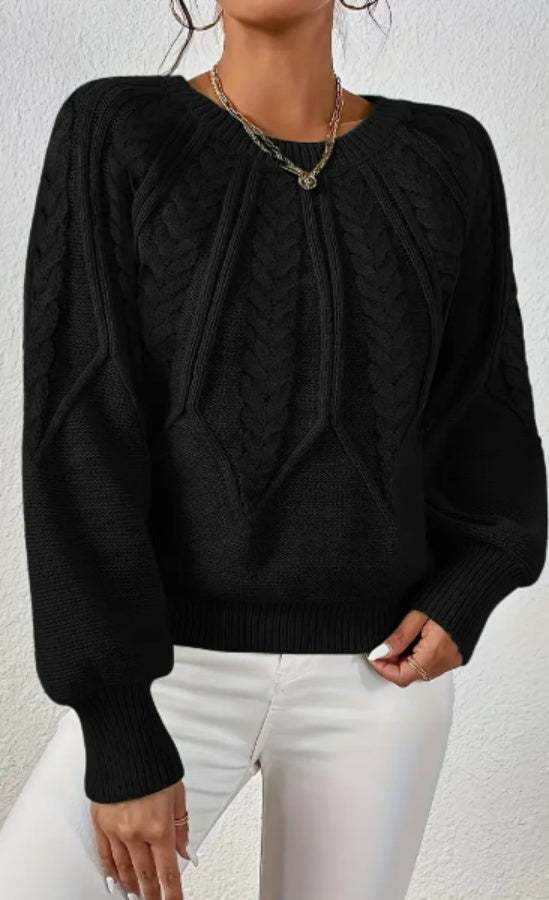 Pullover Sweater Long Sleeve Round Neck Loose Fit Soft Machine