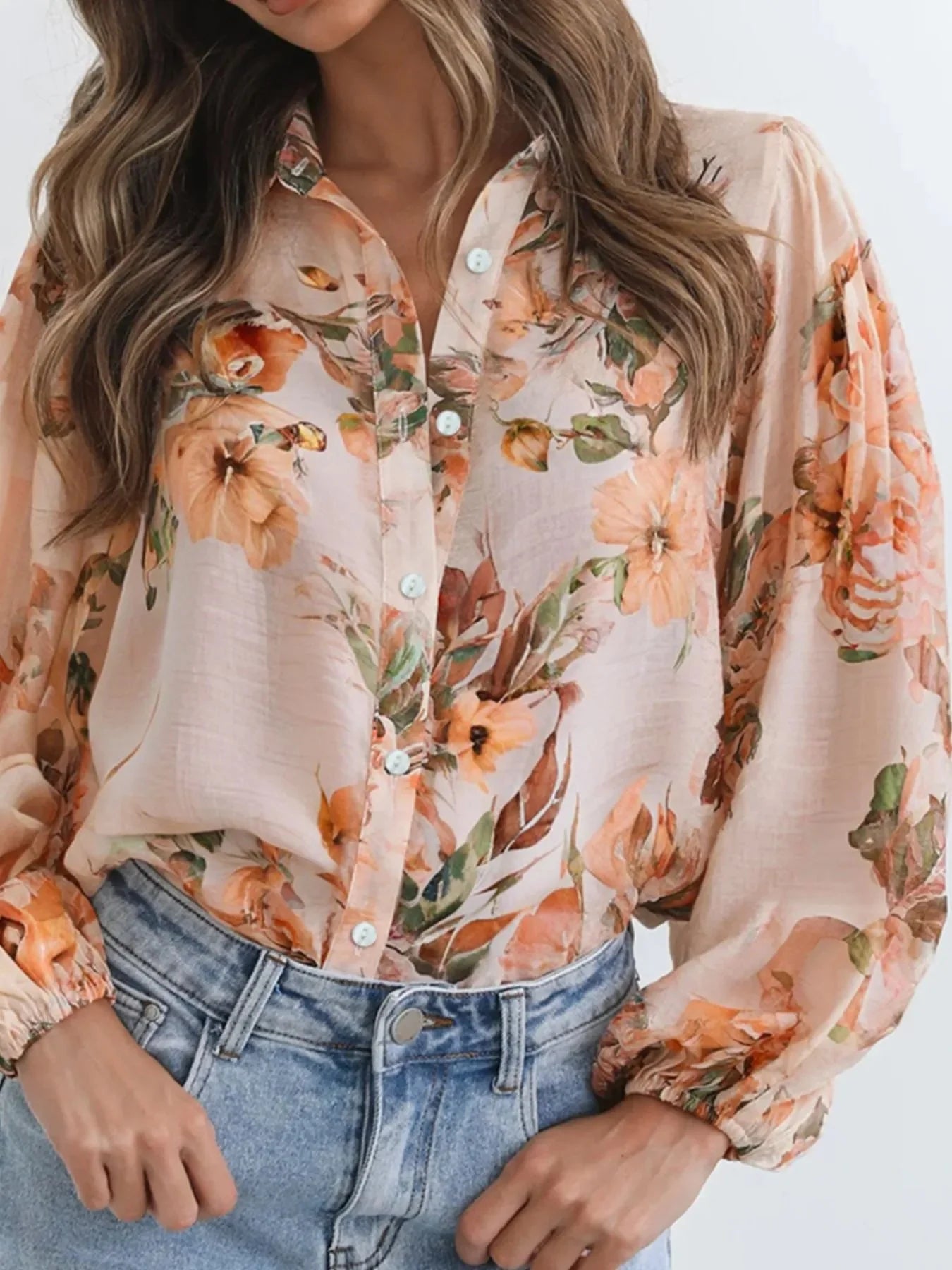 Women's Floral Button Up Blouse