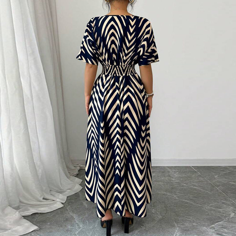 Twill Dress Short Sleeve Waist-controlled