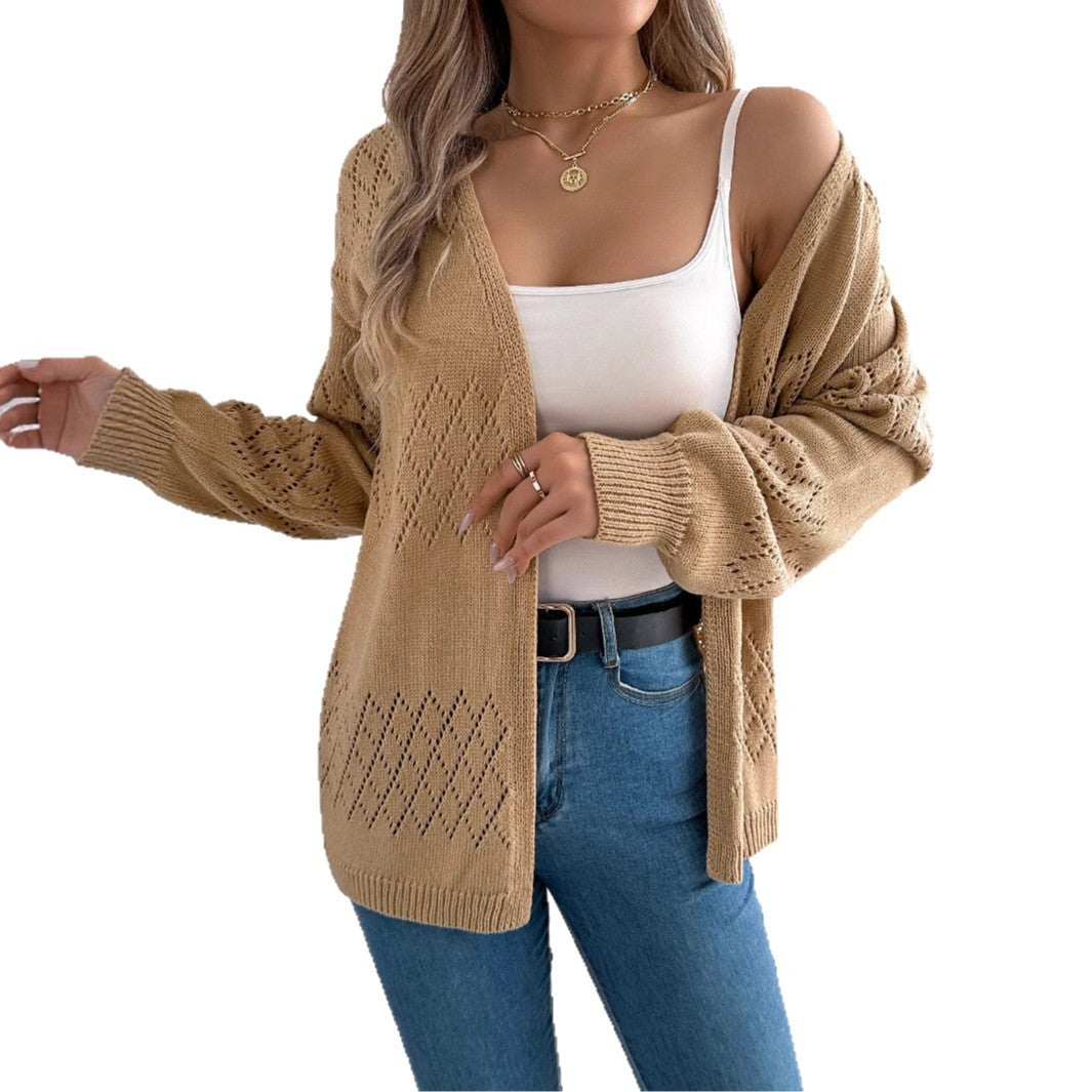 Hollow-out Lantern Long Sleeve Cardigan