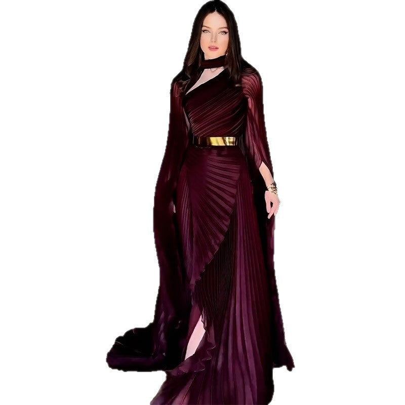 Shawl Split Graceful Formal Belt Dress