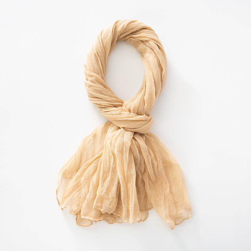 Women's Natural Wrinkle Pure Linen Scarf Shawl
