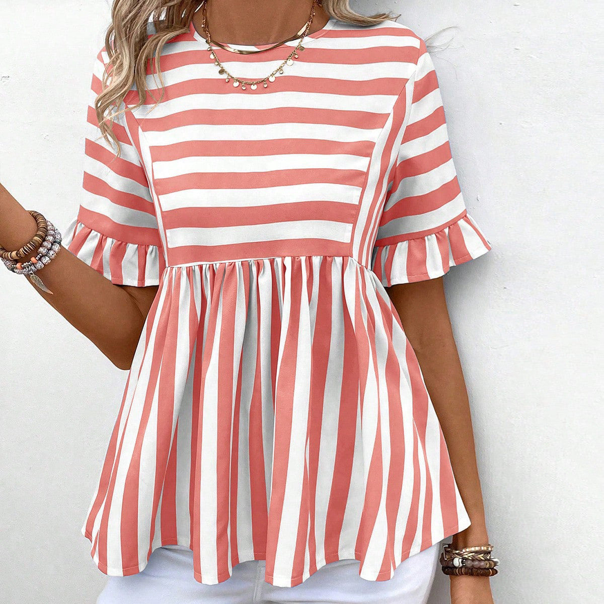 Ruffled Sleeves Summer Women's Top Shirt