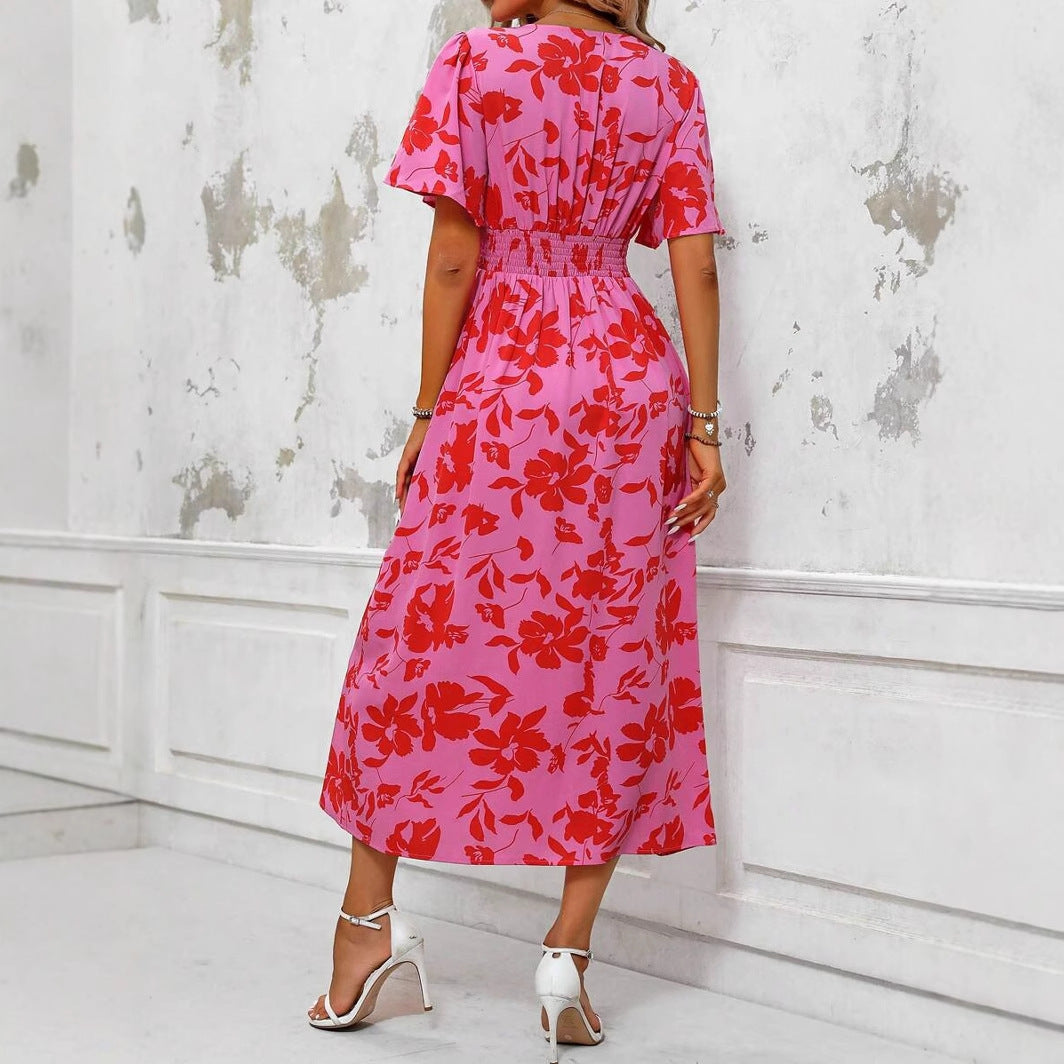 V-neck Casual Temperament Long Dress