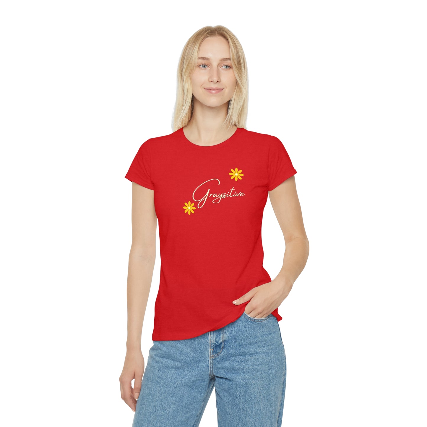 Women's Iconic T-Shirt graysitive with flowers