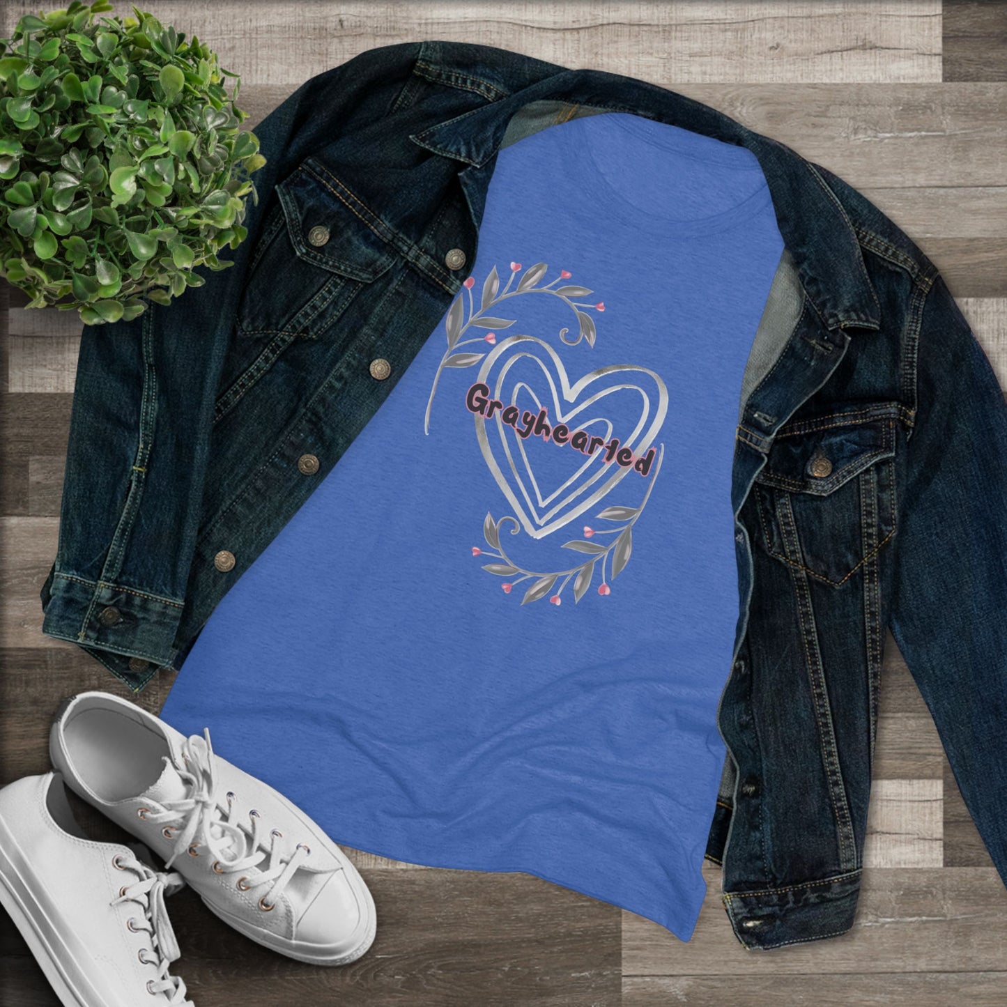 Grayhearted Women's Triblend Tee - Floral Heart Design
