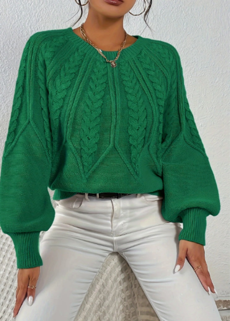 Pullover Sweater Long Sleeve Round Neck Loose Fit Soft Machine