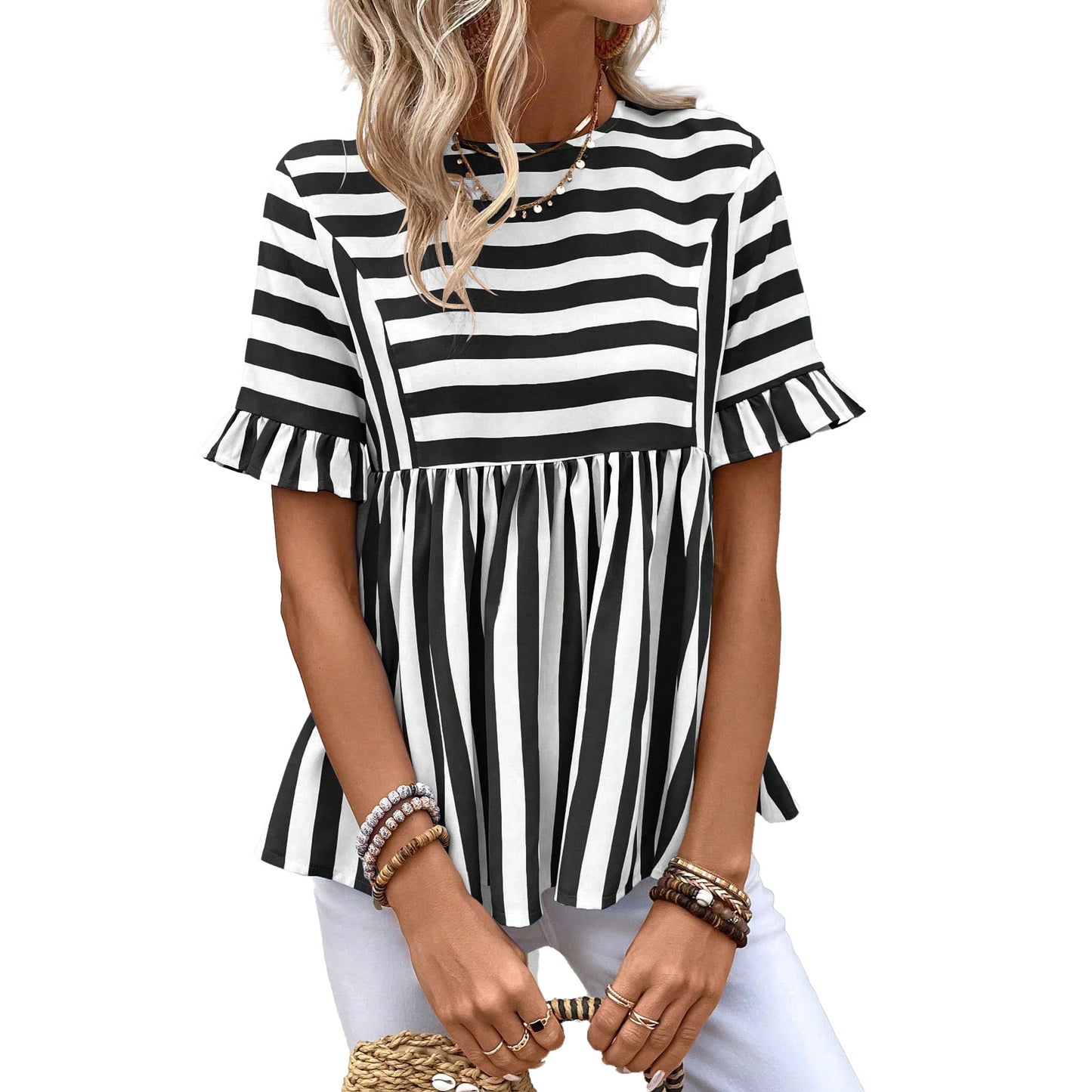 Ruffled Sleeves Summer Women's Top Shirt