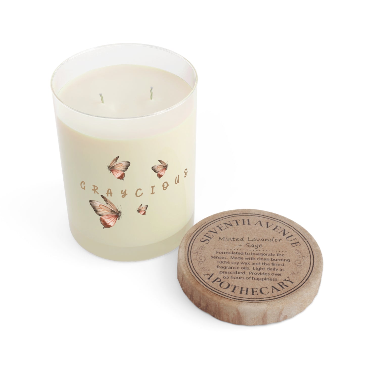 Graycious. Butterfly Scented Candle - 11oz Glass Candle for Relaxation and Decor