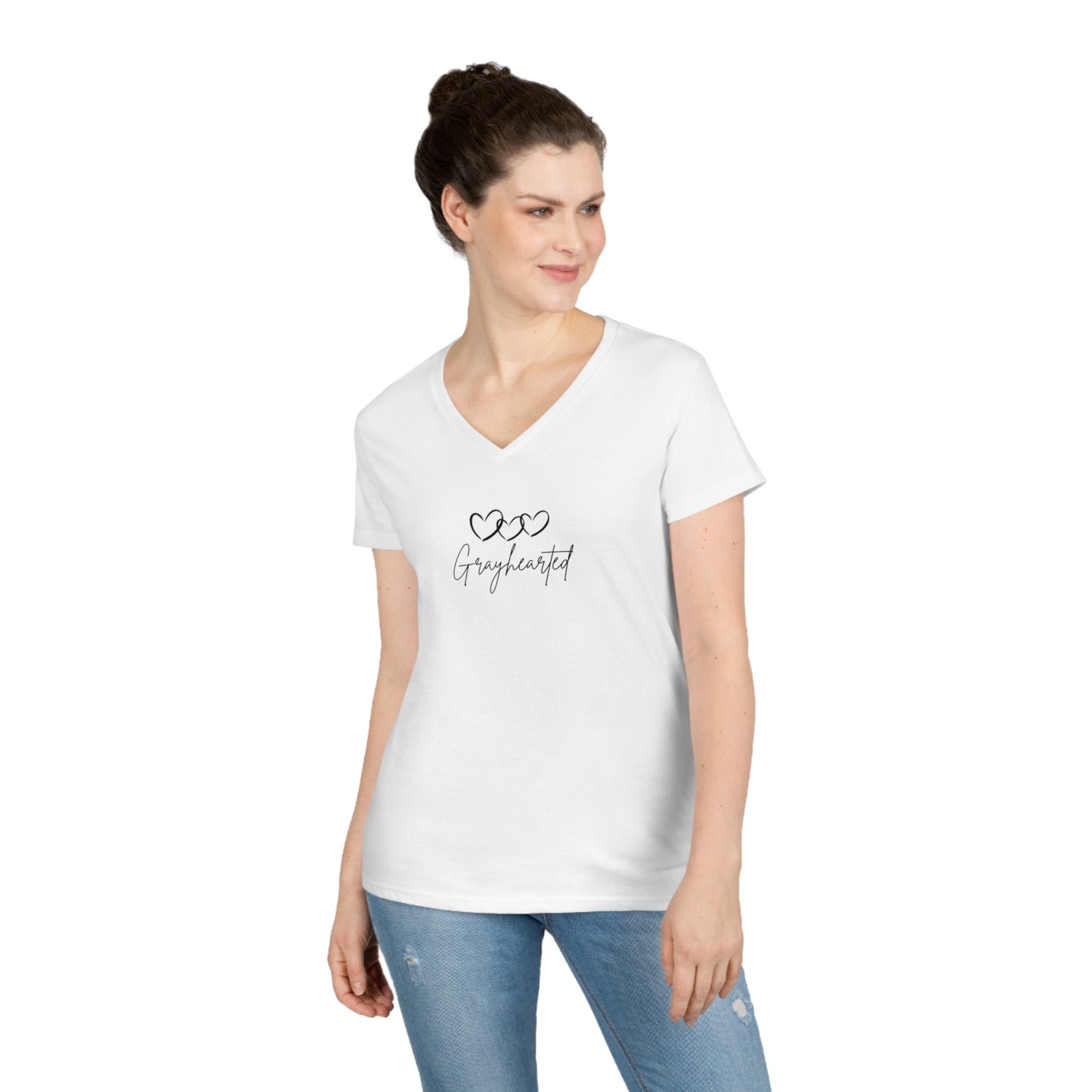 Grayceful 3 hearts Ladies' V-Neck T-Shirt