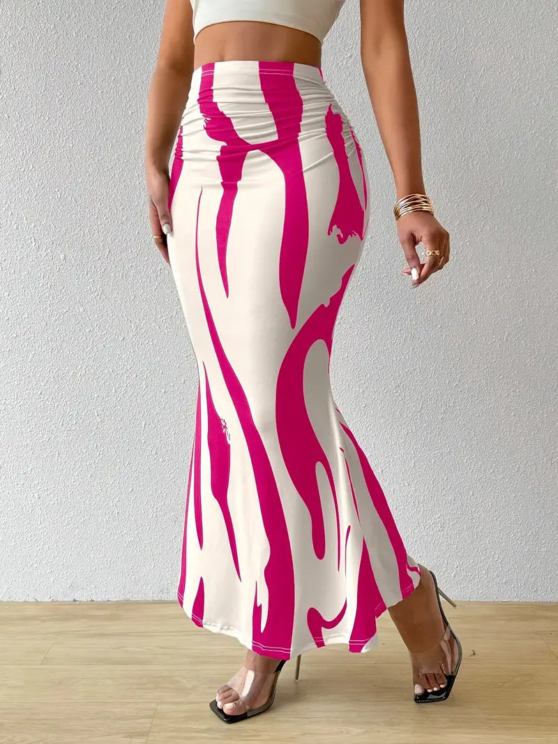 Popular Women's Dress With Zebra Pattern Tight Fitting High Waisted Fish Tail Fashion Skirt
