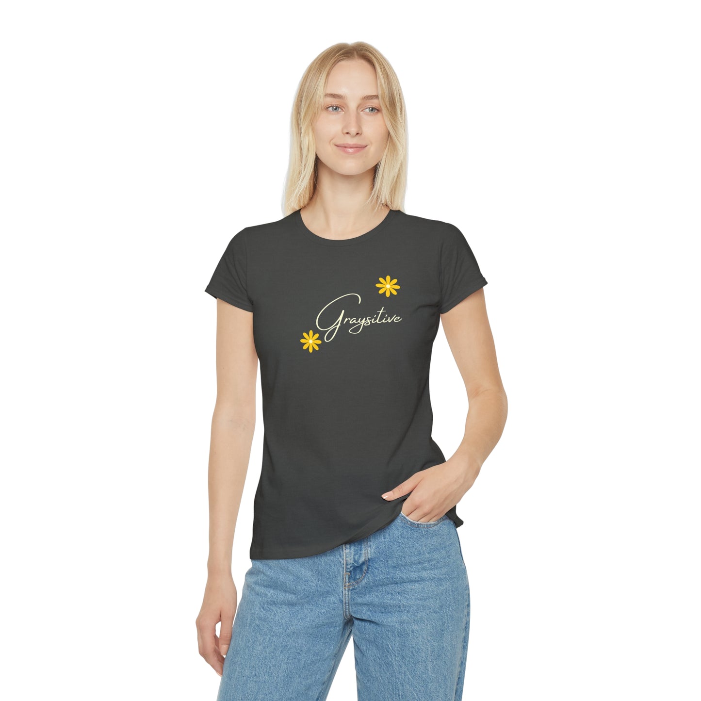 Women's Iconic T-Shirt graysitive with flowers