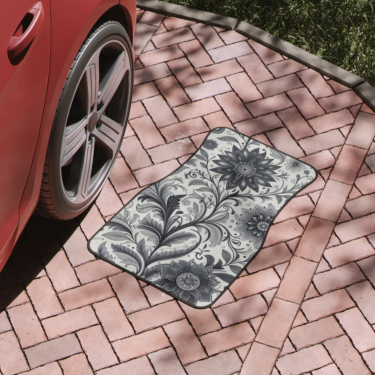 Floral Car Floor Mats, Elegant Auto Accessories, Flower Print Mats, Car Decor, Gift for Car Lovers, Home Decor