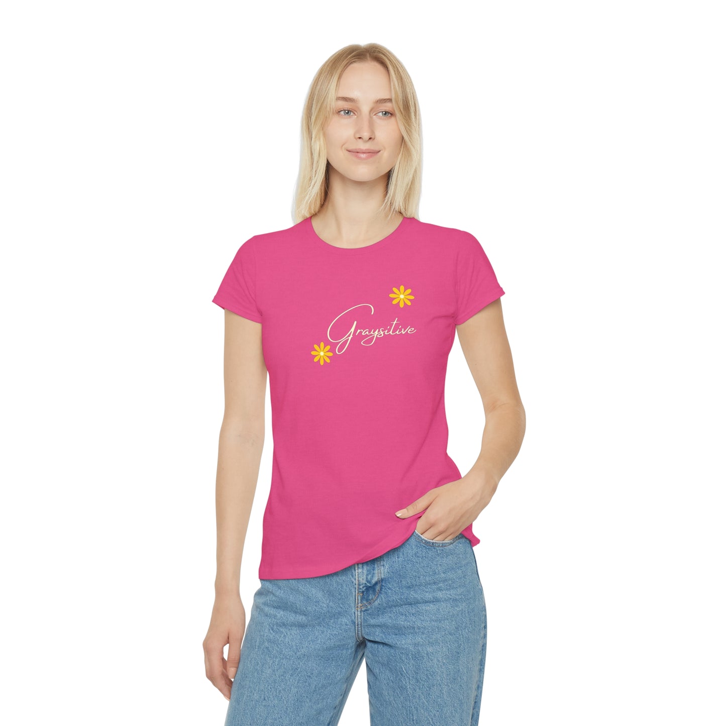 Women's Iconic T-Shirt graysitive with flowers