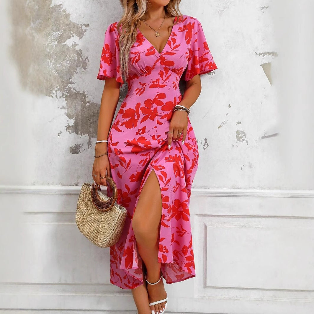 V-neck Casual Temperament Long Dress
