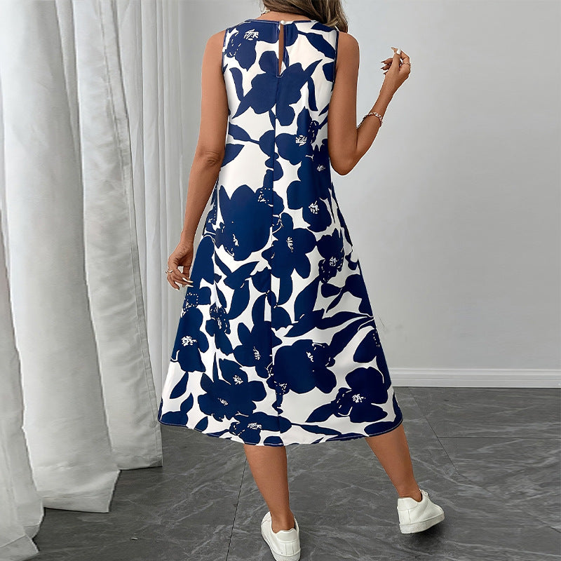 Dress Polyester Sleeveless Vest A- Line Skirt
