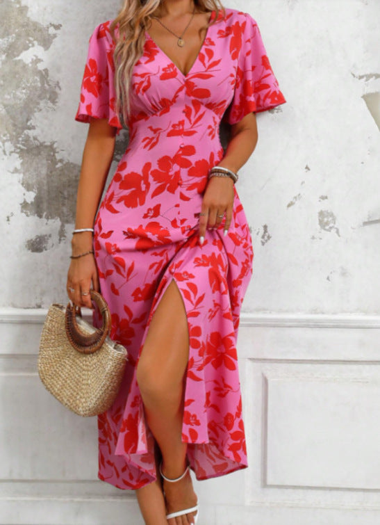 V-neck Casual Temperament Long Dress