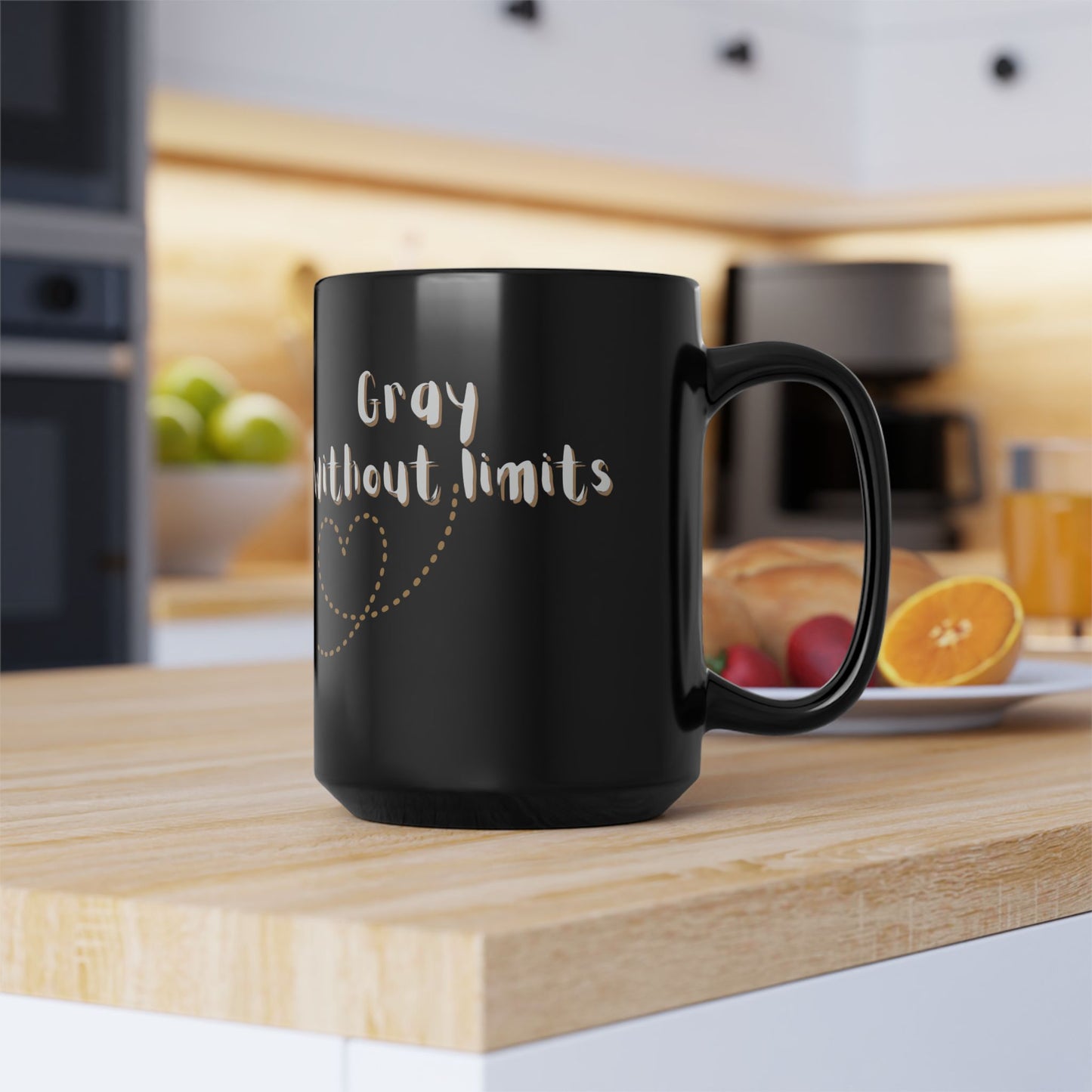 Gray Without Limits Inspirational Mug - 15oz Black Coffee Cup