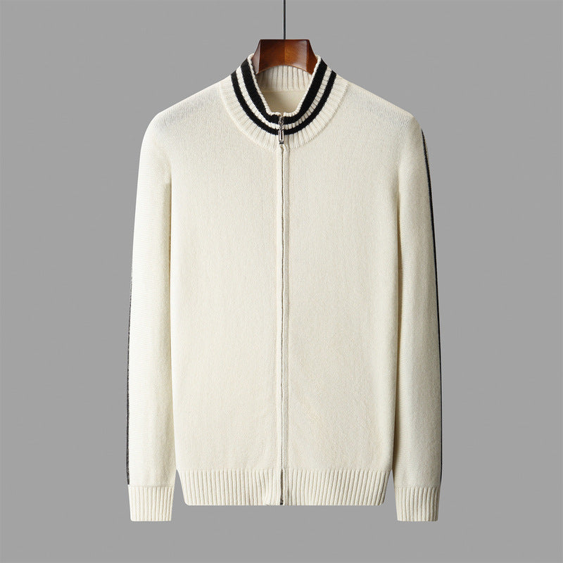 Men's Half-high Collar Knitted Slim-fitting All-matching Striped Sweater