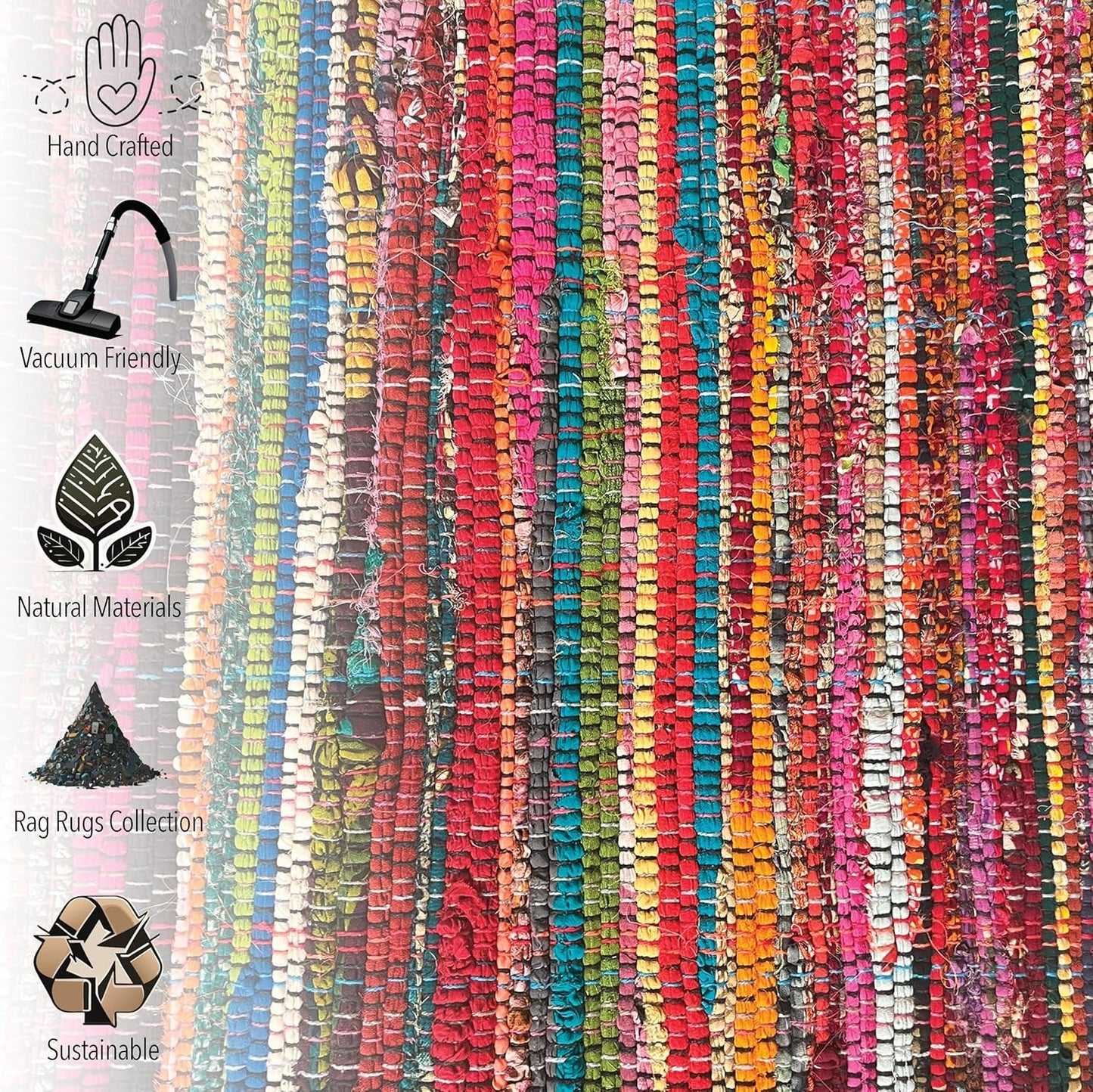 Chardin Home Recycled Cotton Rag Rug — Vibrant, Unique & Durable
