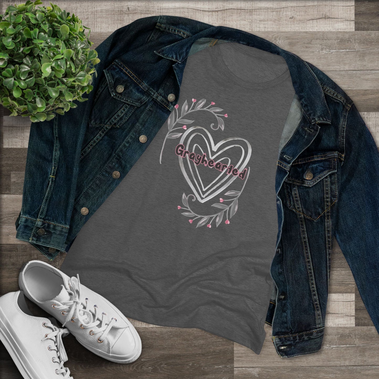 Grayhearted Women's Triblend Tee - Floral Heart Design